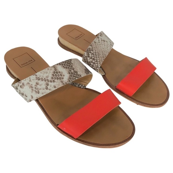 Dolce Vita Paci Snake Print Bright Orange Wedge Sandals SIZE 10 - Picture 11 of 11
